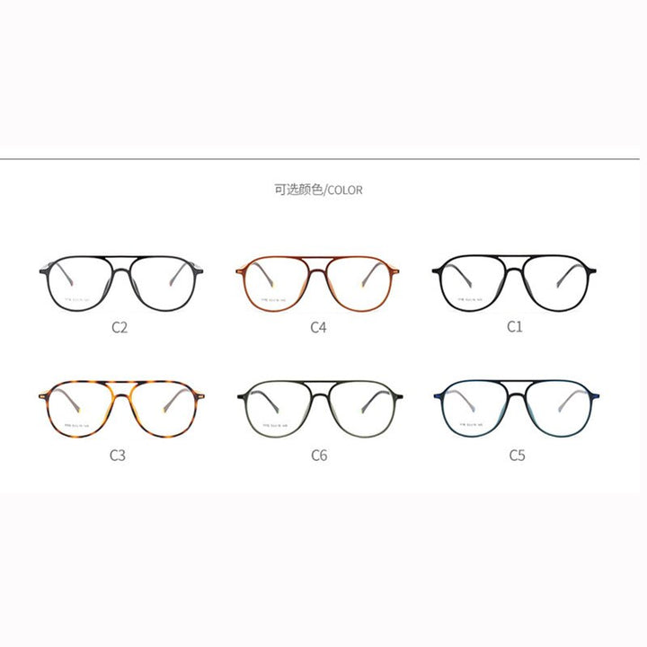 Unisex Double Bridge Acetate Steel Round Full Rim Eyeglasses 1116 Full Rim Bclear