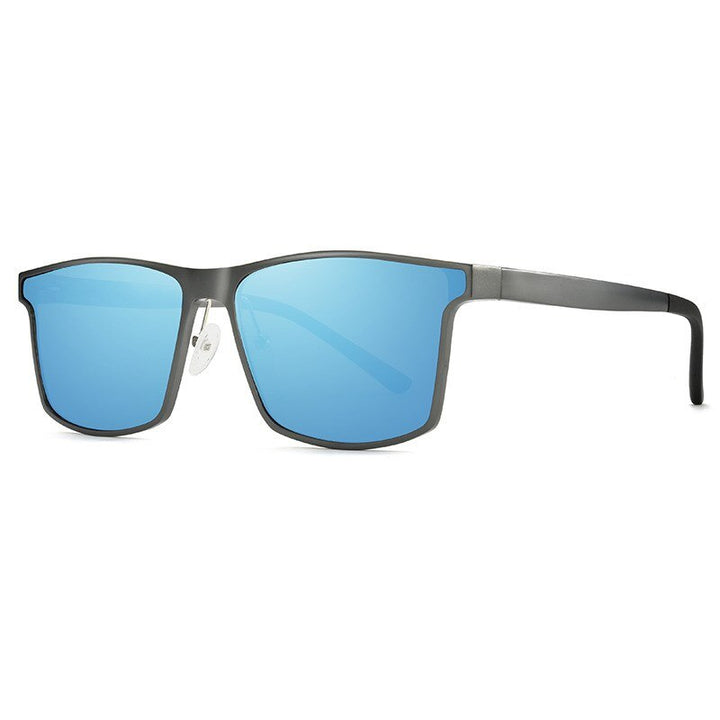 Yimaruili Unisex Full Rim Aluminum Magnesium Square Frame Polarized Sunglasses  8721 Sunglasses Yimaruili Sunglasses Blue Lens black 