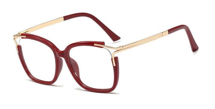 CCspace Unisex Full Rim Square Cat Eye Acetate Frame Eyeglasses 48054 Full Rim CCspace C6 red