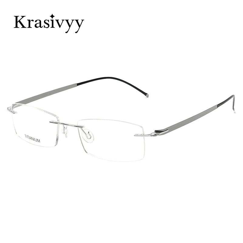 Krasivyy Unisex Rimless Square Titanium Screwless Eyeglasses Kr16028 Rimless Krasivyy