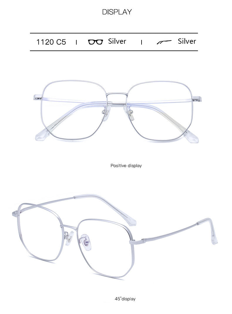 Hotony Unisex Full Rim Polygonal Square Titanium Frame Eyeglasses 1120 Full Rim Hotony