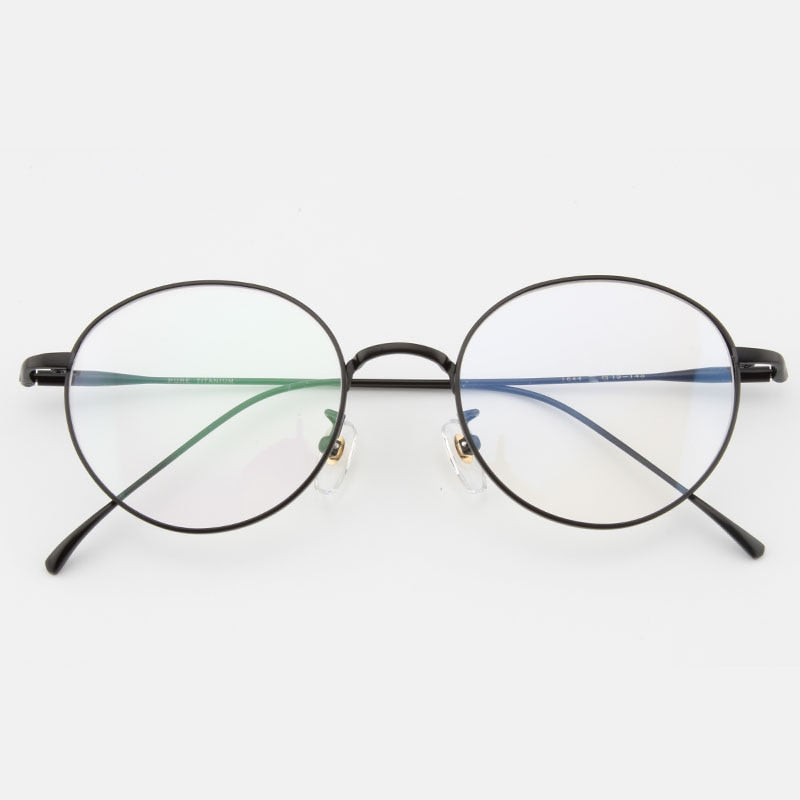 Muzz Unisex Full Rim Round Titanium Frame Eyeglasses 164044 Full Rim Muzz BLACK