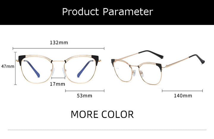 Hotony Unisex Full Rim Cat Eye Alloy Frame Eyeglasses L95537 Full Rim Hotony