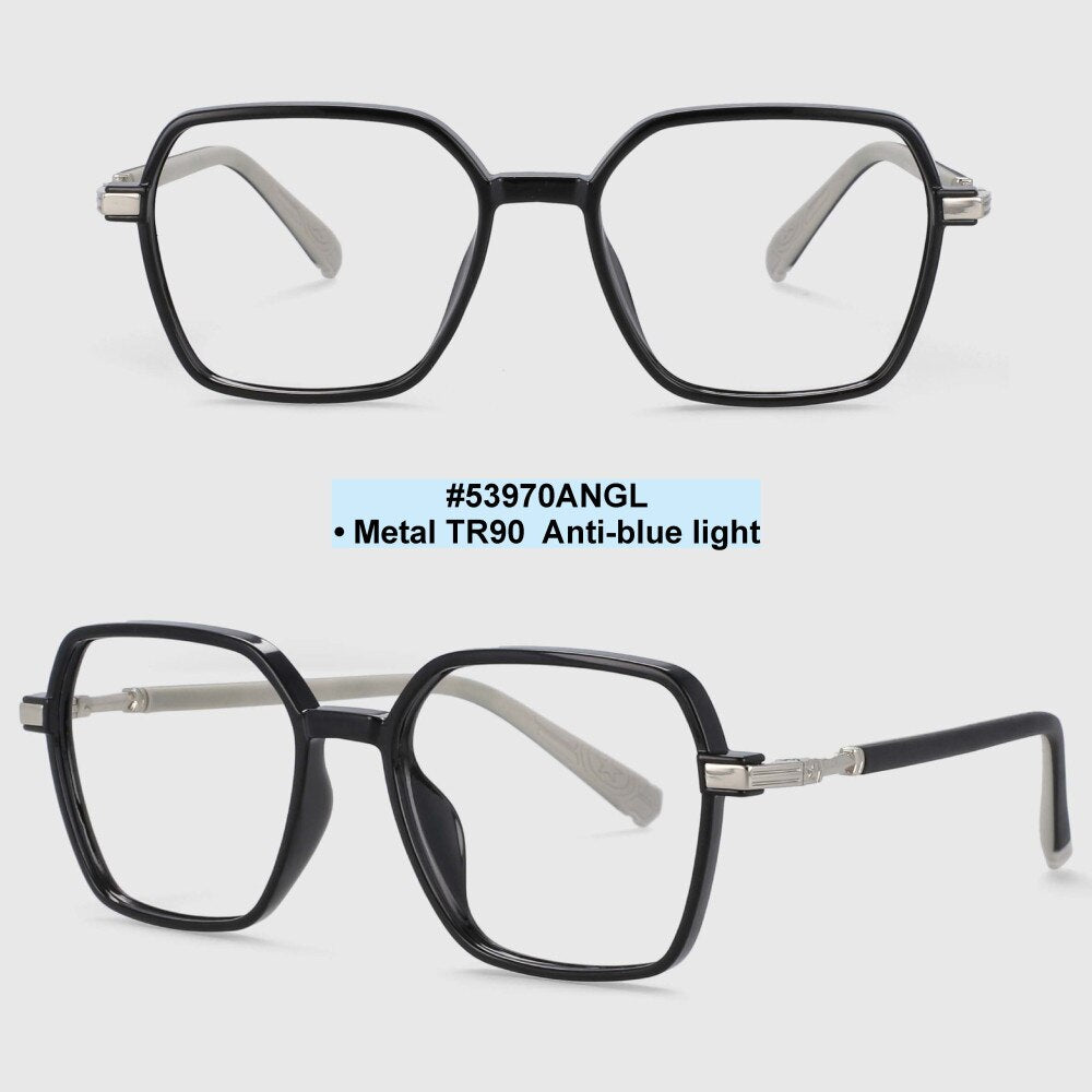 CCspace Children's Unisex Full Rim Square Tr 90 Titanium Frame Eyeglasses 53970 Full Rim CCspace black