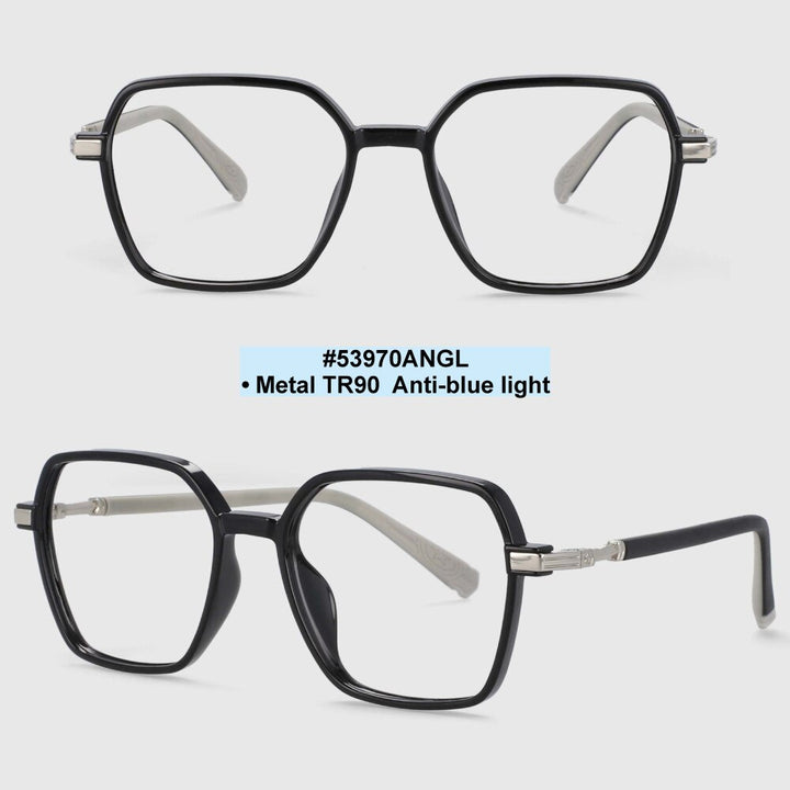 CCspace Children's Unisex Full Rim Square Tr 90 Titanium Frame Eyeglasses 53970 Full Rim CCspace black