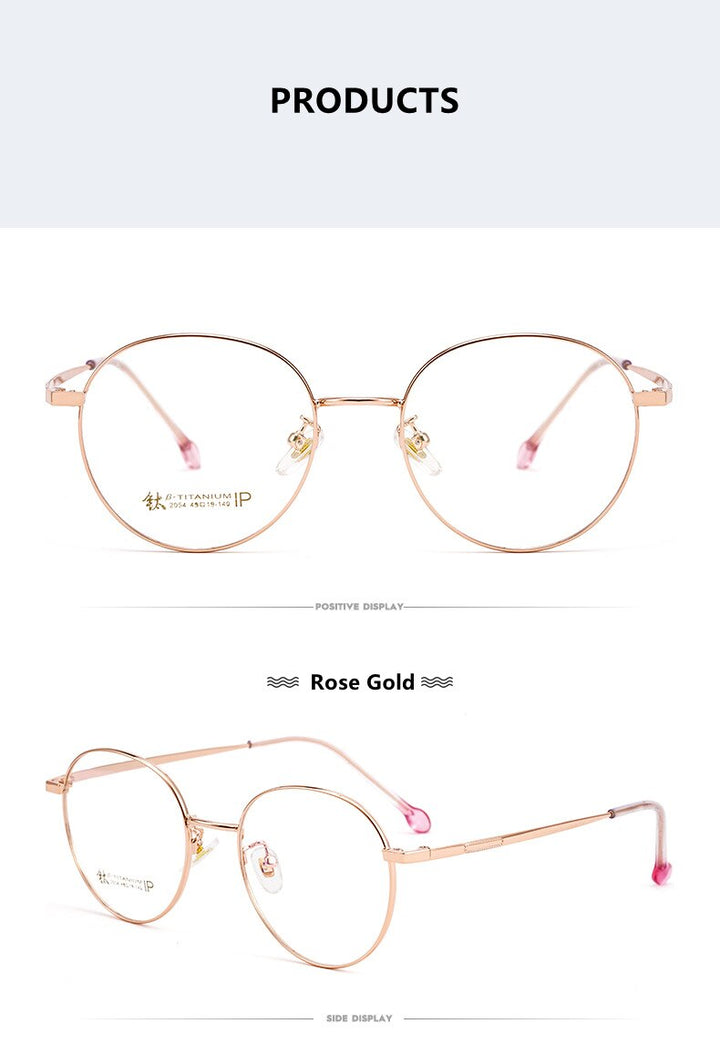 Yimaruili Women's Full Rim Round β Titanium Frame Eyeglasses 2054 Full Rim Yimaruili Eyeglasses