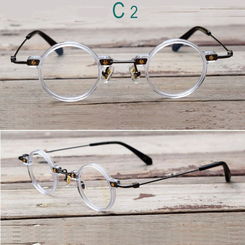 Yujo Unisex Full Rim Round Eyeglasses Acetate Y008 Full Rim Yujo