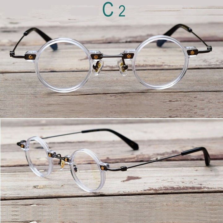 Yujo Unisex Full Rim Round Eyeglasses Acetate Y008 Full Rim Yujo