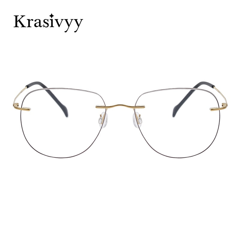 Krasivyy Unisex Rimless Oval Square Titanium Eyeglasses Ls07 Rimless Krasivyy