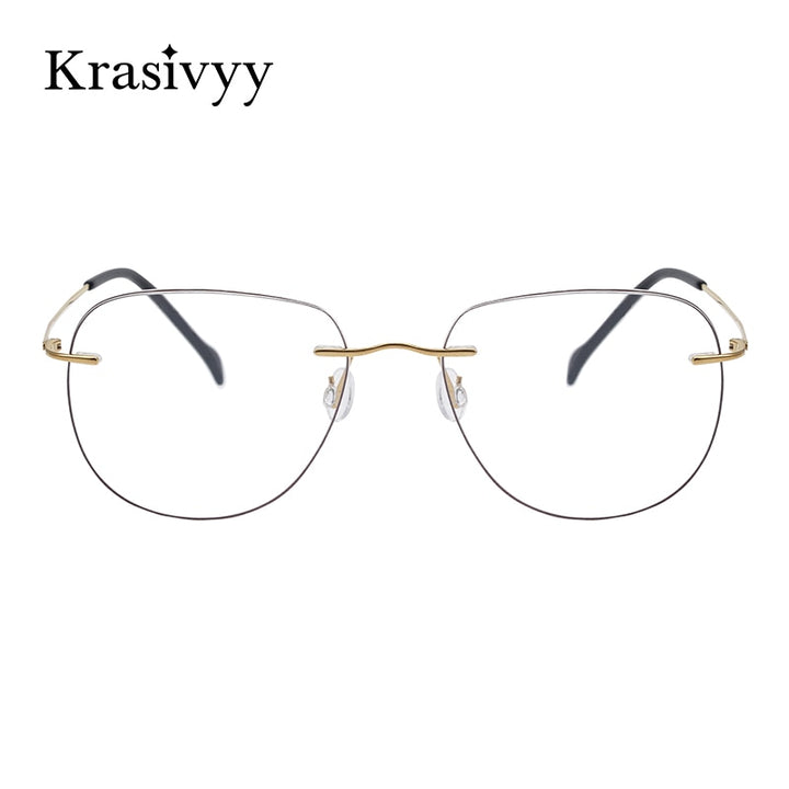 Krasivyy Unisex Rimless Oval Square Titanium Eyeglasses Ls07 Rimless Krasivyy