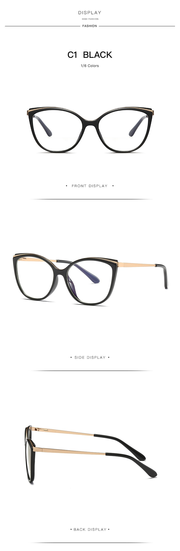 Hotochki Women's Full Rim Cat Eye Alloy Acetate Frame Eyeglasses 2052 Full Rim Hotochki