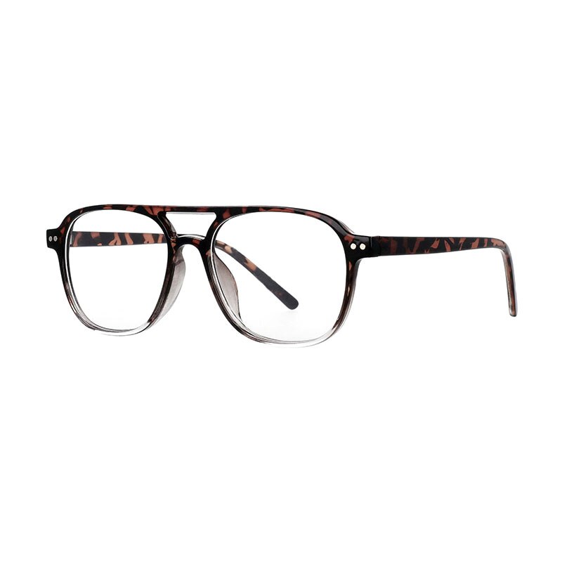 CCspace Unisex Full Rim Square Resin Double Bridge Frame Eyeglasses 53120 Full Rim CCspace Leopard-clear