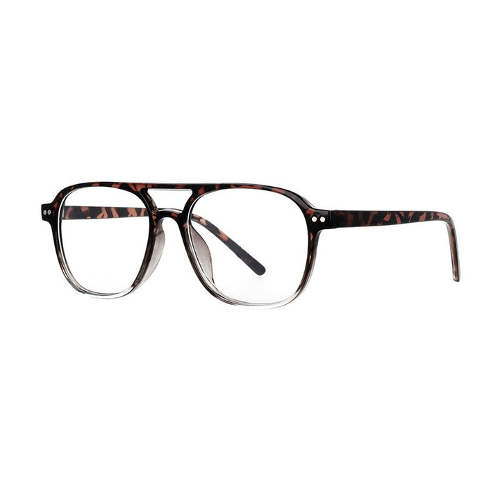 CCspace Unisex Full Rim Square Resin Double Bridge Frame Eyeglasses 53120 Full Rim CCspace Leopard-clear