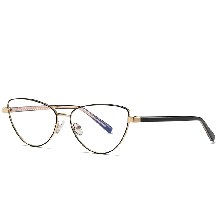 Gmei Women's Full Rim Alloy Cat Eye Frame Eyeglasses 3006 Full Rim Gmei Optical C2 Black Golden