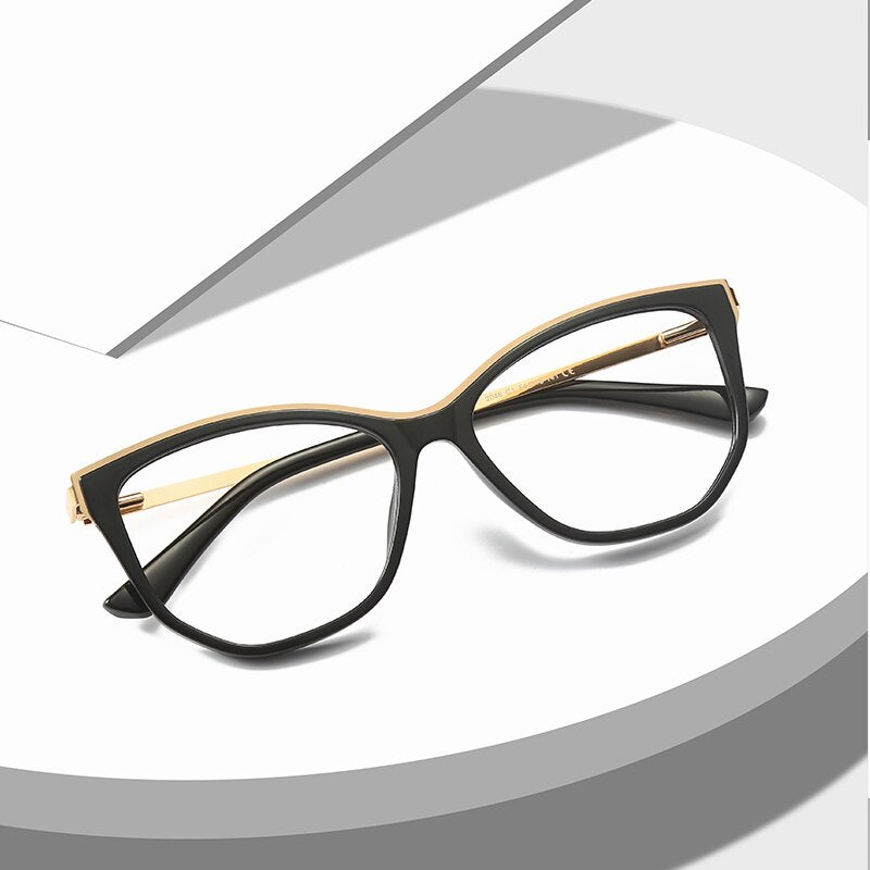 Hotochki Women's Full Rim Cat Eye Alloy Acetate Frame Eyeglasses 2048 Full Rim Hotochki