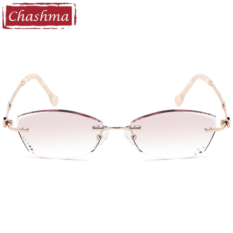 Women's Diamond Cut Rimless Titanium Frame Eyeglasses 52008 Rimless Chashma   