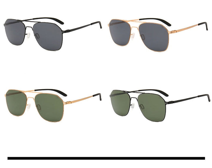 Reven Jate Men's Full Rim Square Double Bridge Alloy Polarized Sunglasses 7704 Sunglasses Reven Jate