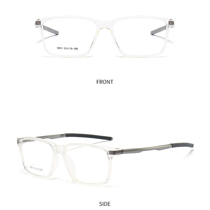 Gmei Men's TR 90 Square Aluminum Magnesium Sport Frame Eyeglasses 5851 Full Rim Gmei Optical C7
