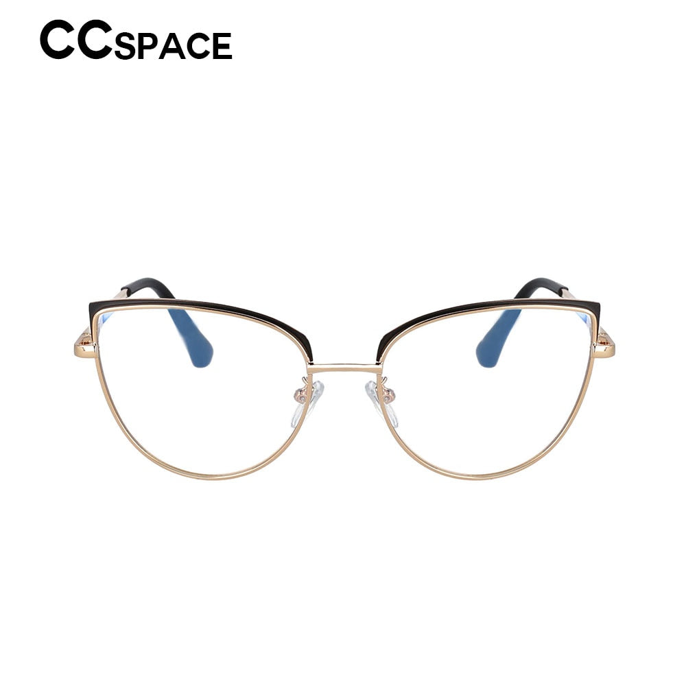 CCspace Unisex Full Rim Cat Eye Alloy Frame Eyeglasses 53101 Full Rim CCspace