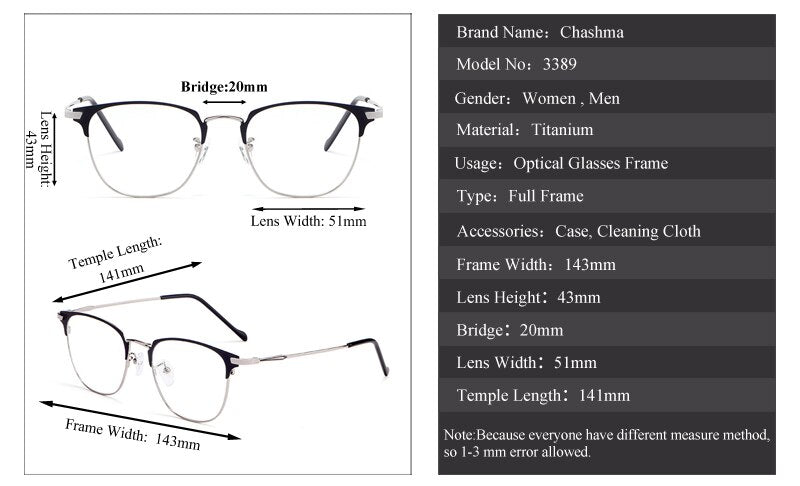 Chashma Ottica Unisex Full Rim Square Round Alloy Eyeglasses 3389 Full Rim Chashma Ottica