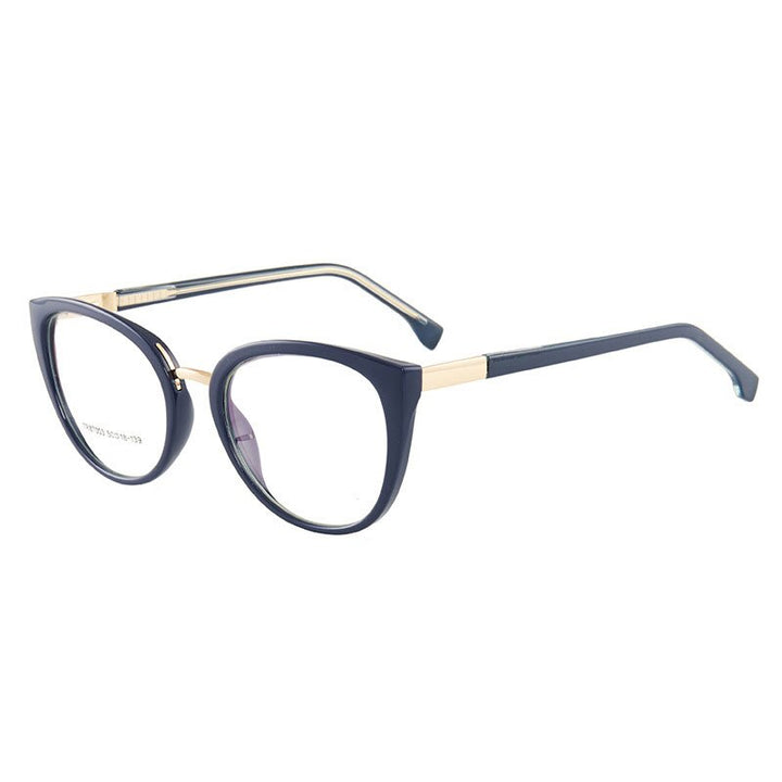 Hotony Women's Full Rim Round Cat Eye Acetate Eyeglasses 7003 Full Rim Hotony Blue  