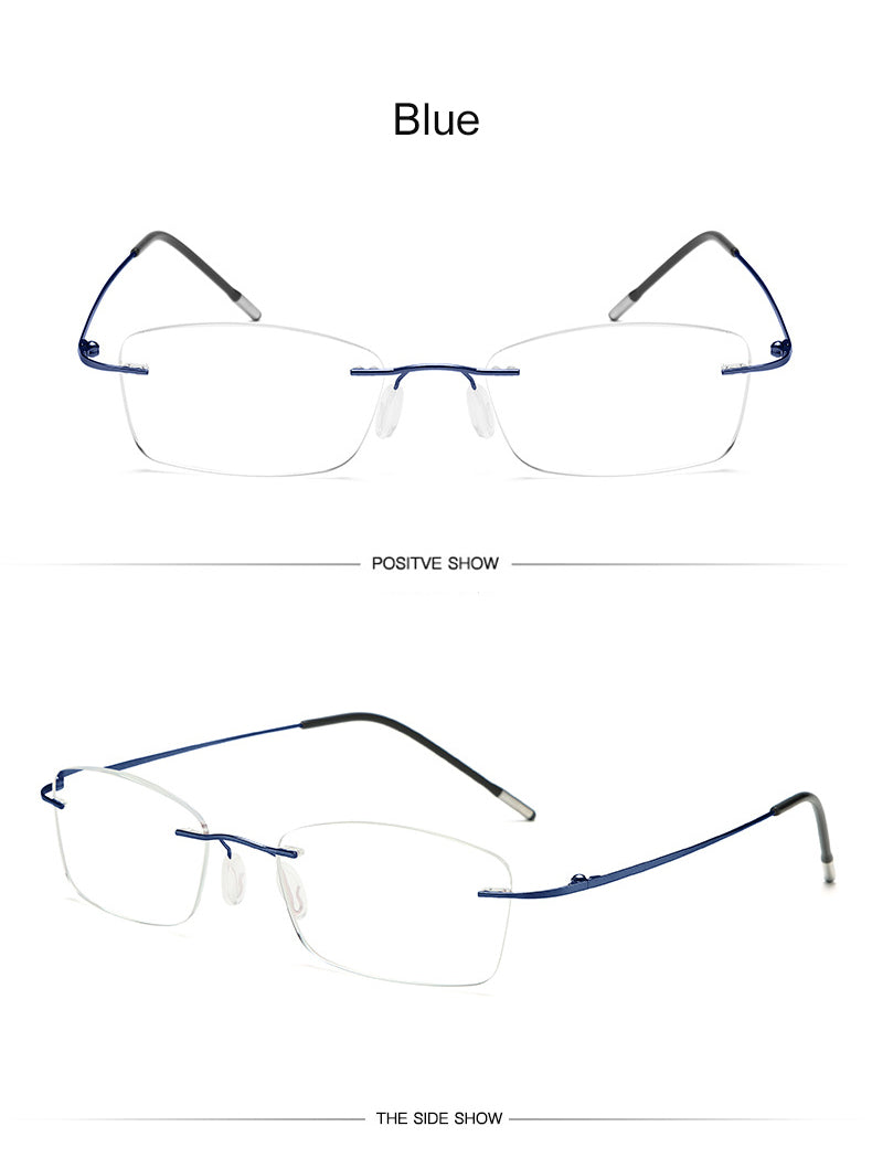 Hdcrafter Unisex Rimless Rectangle Titanium Frame Reading Glasses 8025 Reading Glasses Hdcrafter Eyeglasses