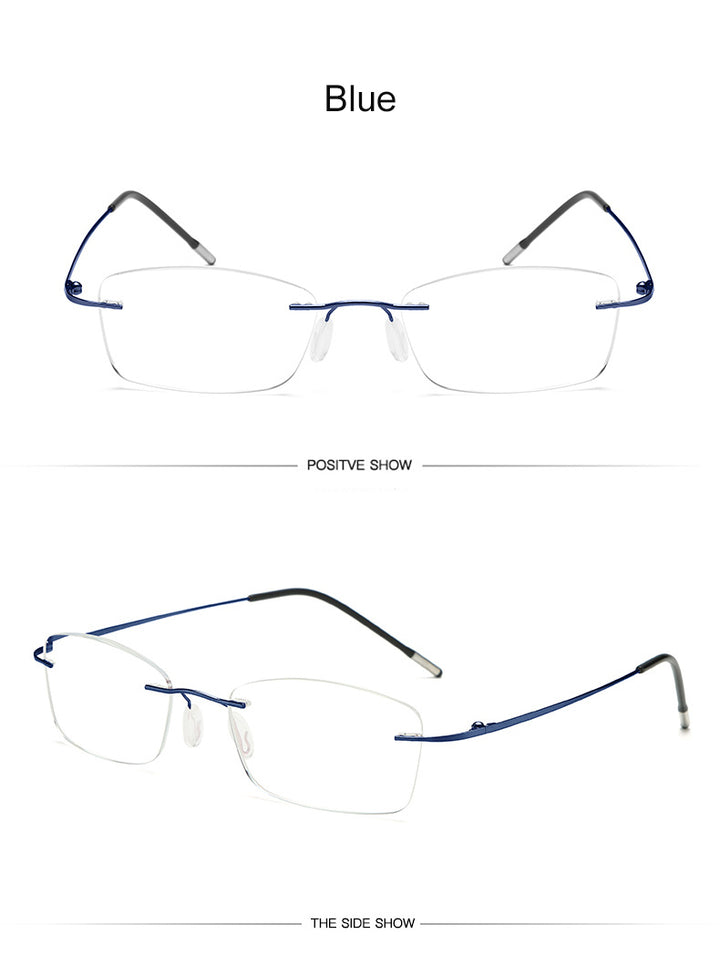 Hdcrafter Unisex Rimless Rectangle Titanium Frame Reading Glasses 8025 Reading Glasses Hdcrafter Eyeglasses