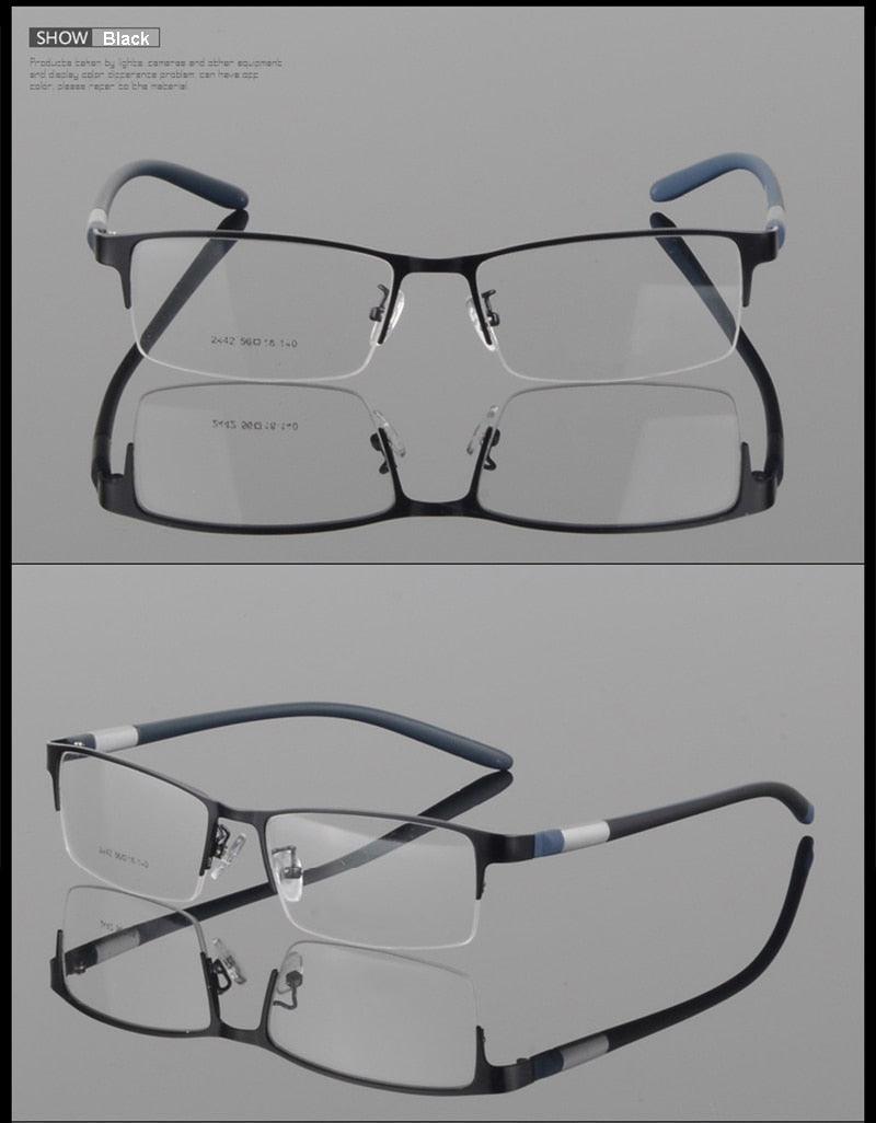 Hotony Unisex Semi Rim Alloy Frame TR 90 Temple Eyeglasses 2242 Semi Rim Hotony