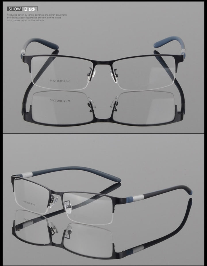 Hotony Unisex Semi Rim Alloy Frame TR 90 Temple Eyeglasses 2242 Semi Rim Hotony