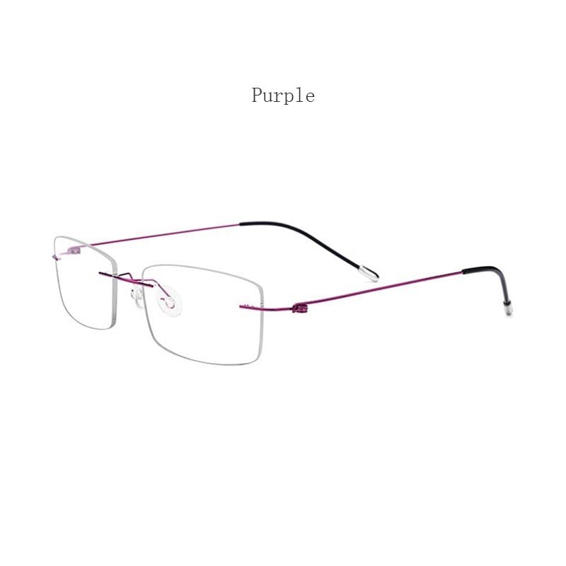 Hdcrafter Women's Rimless Rectangle Titanium Frame Eyeglasses P8361 Rimless Hdcrafter Eyeglasses purple