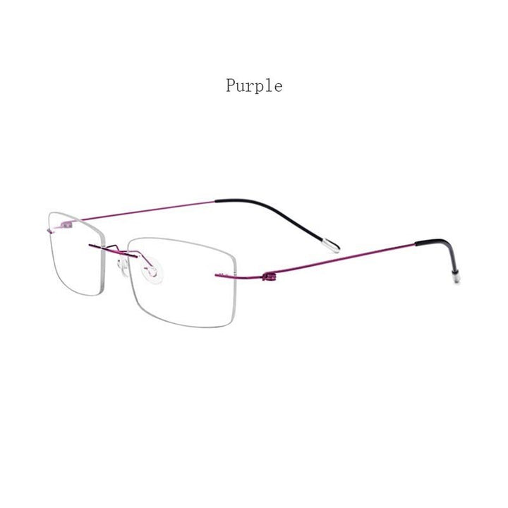 Hdcrafter Women's Rimless Rectangle Titanium Frame Eyeglasses P8361 Rimless Hdcrafter Eyeglasses purple