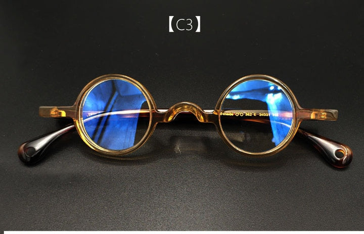 Yujo Unisex Full Rim Small Round 34mm Handcrafted Acetate Eyeglasses Full Rim Yujo C3 China