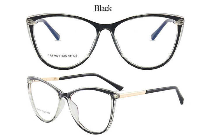 Hotony Woman's Full Rim Cat Eye TR 90 Resin Alloy Frame Eyeglasses 7001 Full Rim Hotony