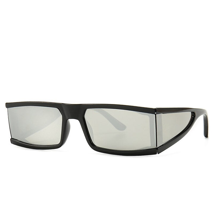 CCspace Unisex Full Rim Rectangle Resin Goggle Frame Sunglasses 46198 Sunglasses CCspace Sunglasses C5 black silver