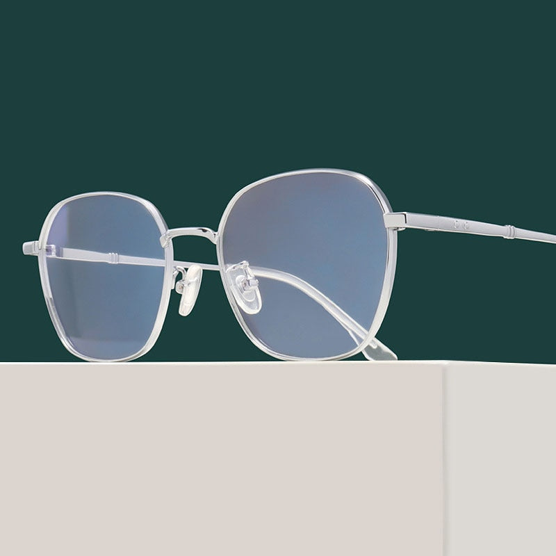 Hotony Unisex Full Rim Polygon Round Titanium Eyeglasses 8009 Full Rim Hotony