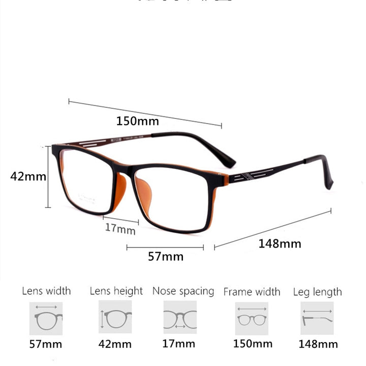 Yimaruili Unisex Full Rim TR 90 Resin β Titanium Frame Eyeglasses Y8883 Full Rim Yimaruili Eyeglasses