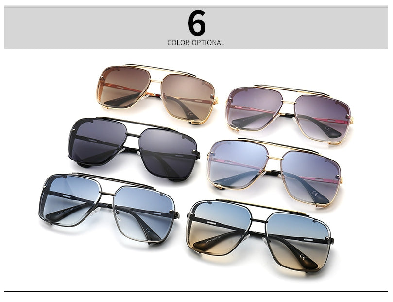 CCspace Unisex Full Rim Square Alloy Double Bridge Frame Sunglasses 46385 Sunglasses CCspace Sunglasses