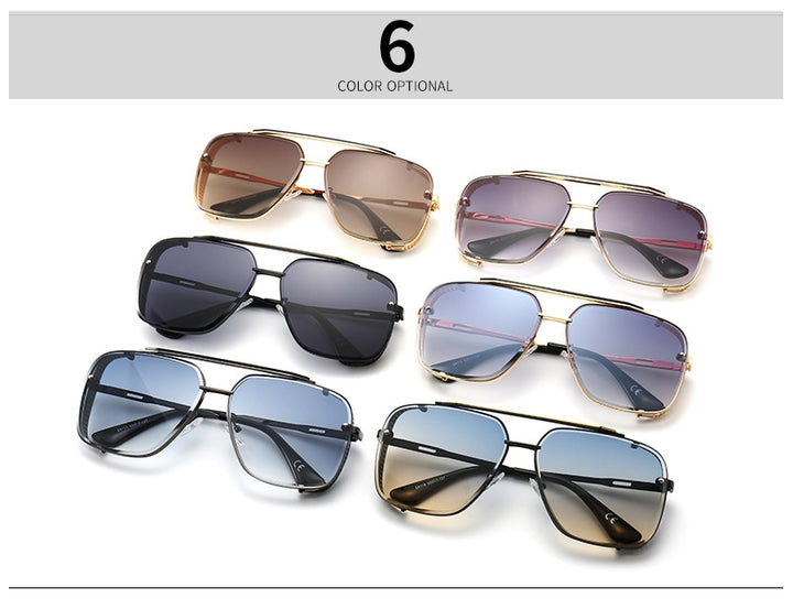 CCspace Unisex Full Rim Square Alloy Double Bridge Frame Sunglasses 46385 Sunglasses CCspace Sunglasses