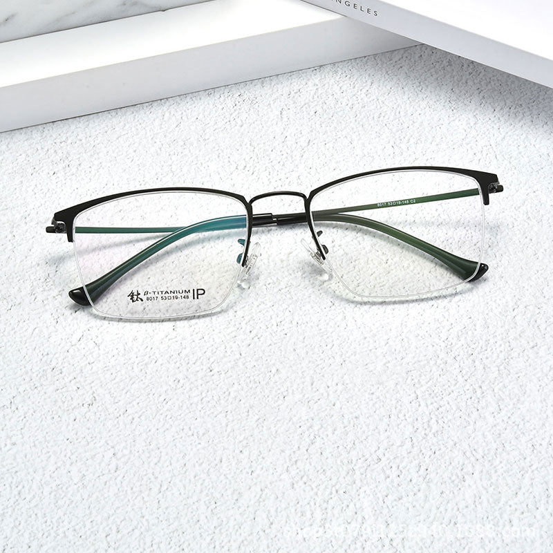 Handoer Unisex Semi Rim Square Titanium Eyeglasses 8017 Semi Rim Handoer