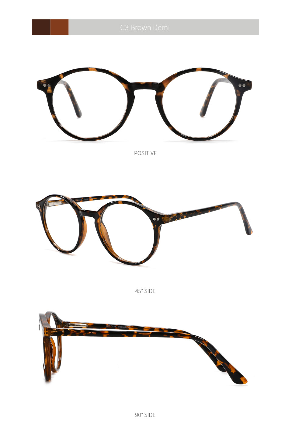 Kansept Unisex Full Rim Round Acetate Titanium Frame Eyeglasses Cp1007 Full Rim Kansept