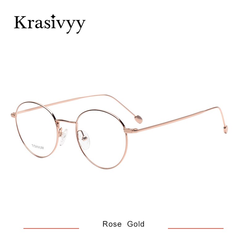 Krasivyy Unisex Full Rim Round Titanium Eyeglasses Kr16052 Full Rim Krasivyy Rose Gold China 