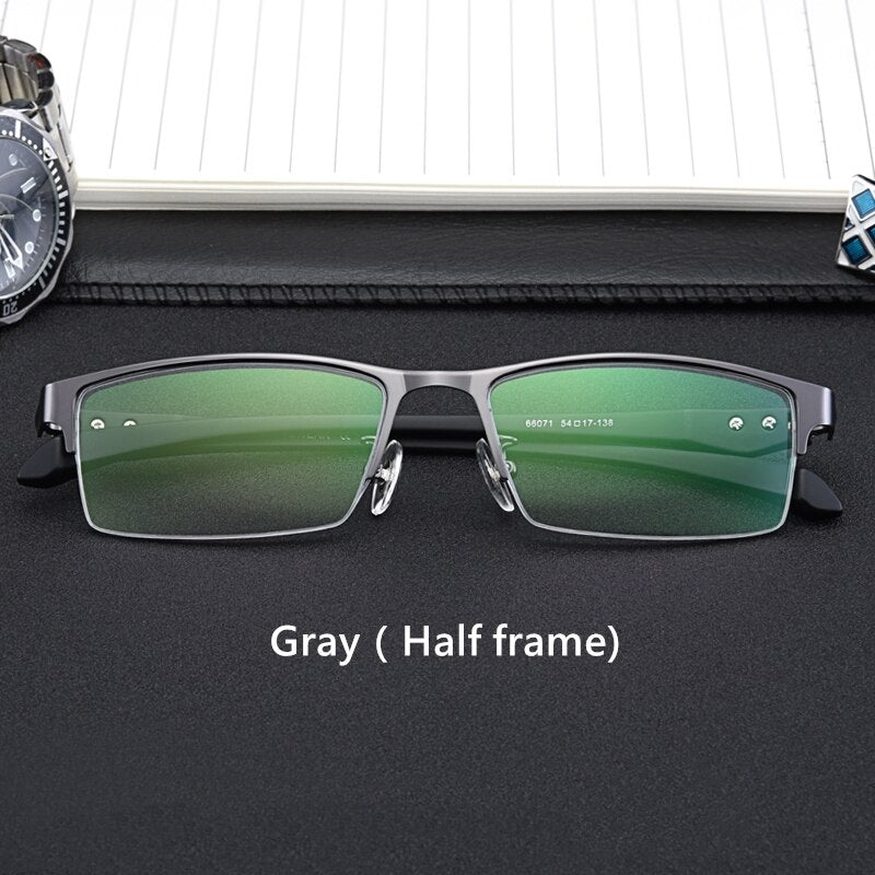 Yimaruili Men's Semi Or Full Rim Alloy Frame Eyeglasses 66071/66085 Full Rim Yimaruili Eyeglasses Gray(Half Frame)