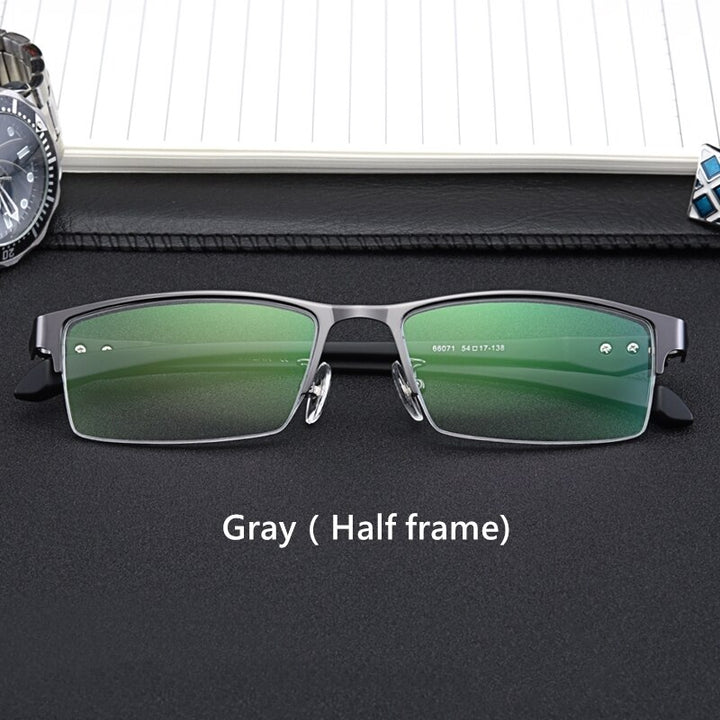 Yimaruili Men's Semi Or Full Rim Alloy Frame Eyeglasses 66071/66085 Full Rim Yimaruili Eyeglasses Gray(Half Frame)