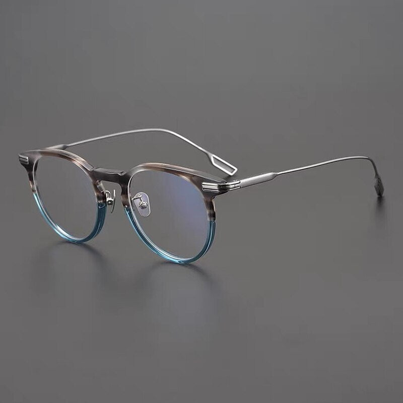 Gatenac Unisex Full Rim Round Titanium Acetate Frame Eyeglasses Gxyj702 Full Rim Gatenac Blue