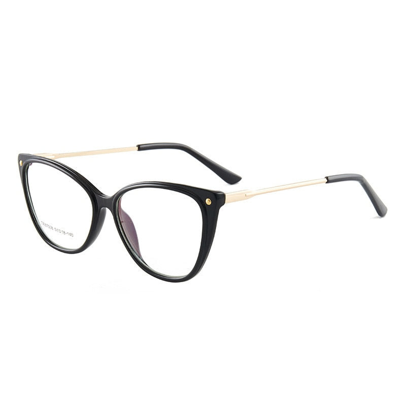 Hotony Woman's Full Rim Cat Eye TR 90 Resin Alloy Frame Eyeglasses 7008 Full Rim Hotony