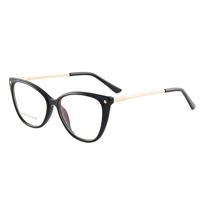 Hotony Woman's Full Rim Cat Eye TR 90 Resin Alloy Frame Eyeglasses 7008 Full Rim Hotony