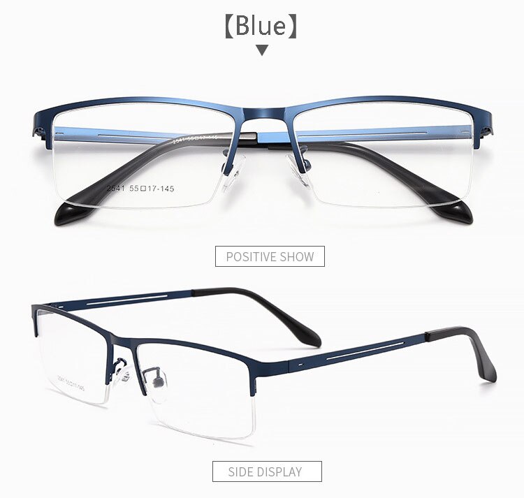 Hotochki Men's Semi Rim Alloy Frame Eyeglasses TR-90 Resin Temples 2541 Semi Rim Hotochki