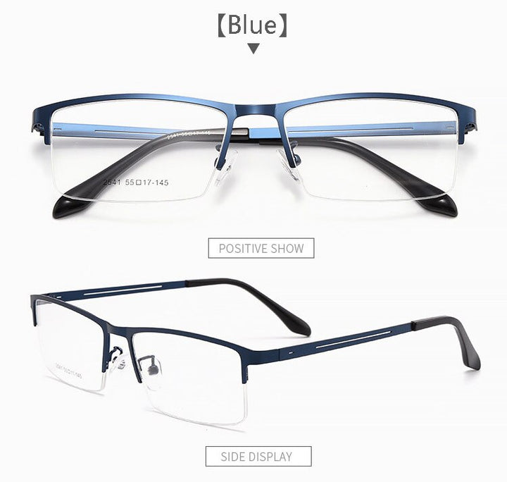 Hotochki Men's Semi Rim Alloy Frame Eyeglasses TR-90 Resin Temples 2541 Semi Rim Hotochki