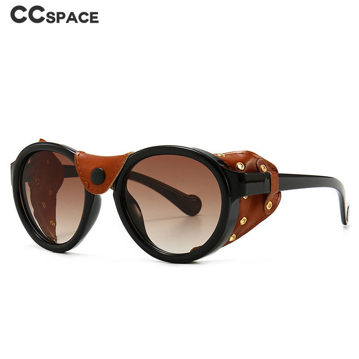 CCspace Unisex Full Rim Oval Round Resin Frame Steampunk Sunglasses 46311 Sunglasses CCspace Sunglasses