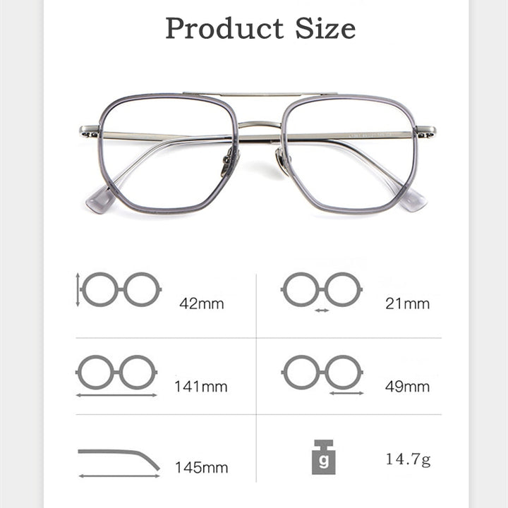 Yimaruili Unisex Full Rim Double Bridge β Titanium Frame Eyeglasses L1361 Full Rim Yimaruili Eyeglasses